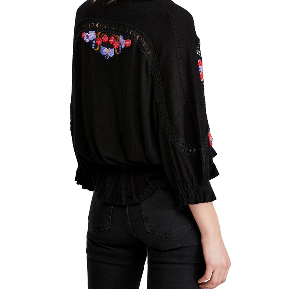 New Free People Serafina Embroidered Top Sz S - Picture 5 of 5